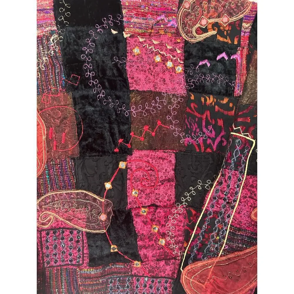 Chicos Design Boho, Tapestry, Patchwork Embroidered Jacket Sz. 3. Party workwear